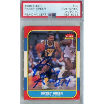 1986/87 Fleer Basketball #39 Rickey Green PSA/DNA Auto 10 *8333 (Reed Buy)