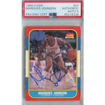 1986/87 Fleer Basketball #54 Marques Johnson PSA/DNA Auto 5 *8338 (Reed Buy)