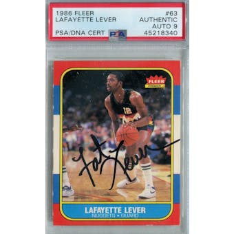 1986/87 Fleer Basketball #63 Lafayette Lever RC PSA/DNA Auto 9 *8340 (Reed Buy)