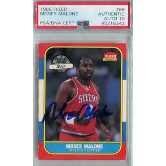 1986/87 Fleer Basketball #69 Moses Malone PSA/DNA Auto 10 *8342 (Reed Buy)
