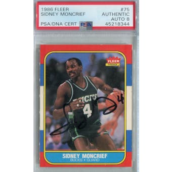 1986/87 Fleer Basketball #75 Sidney Moncrief PSA/DNA Auto 8 *8344 (Reed Buy)