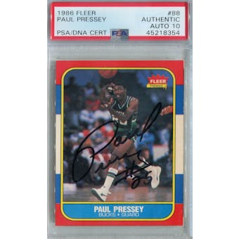 1986/87 Fleer Basketball #88 Paul Pressey RC PSA/DNA Auto 10 *8354 (Reed Buy)