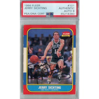 1986/87 Fleer Basketball #101 Jerry Sichting PSA/DNA Auto 8 *8360 (Reed Buy)