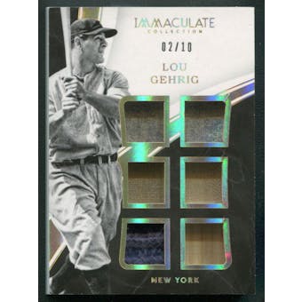 2016 Immaculate Collection #23 Lou Gehrig Immaculate Six Memorabilia Bat Jersey #02/10