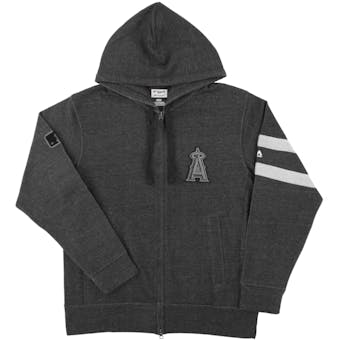Los Angeles Angels Majestic Gray Clubhouse Fleece Full Zip Hoodie (Adult Large)