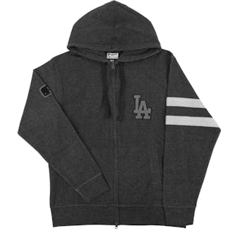 Los Angeles Dodgers Majestic Gray Clubhouse Fleece Full Zip Hoodie (Adult Large)