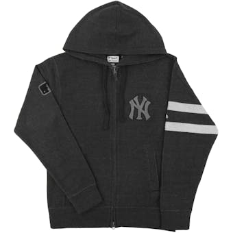 New York Yankees Majestic Gray Clubhouse Fleece Full Zip Hoodie (Adult Large)