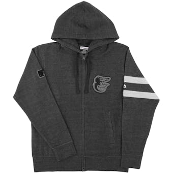 Baltimore Orioles Majestic Gray Clubhouse Fleece Full Zip Hoodie (Adult X-Large)