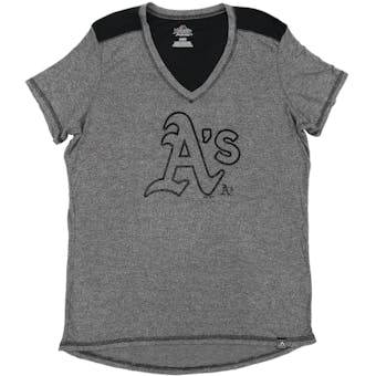 Oakland Athletics Majestic Gray Bright Lights Performance Tee Shirt (Womens Medium)