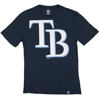 Tampa Bay Rays Majestic Navy Mental Metal Dual Blend Tee Shirt (Adult Small)