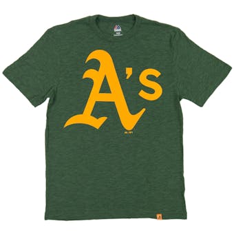 Oakland Athletics Majestic Green Mental Metal Dual Blend Tee Shirt (Adult XX-Large)