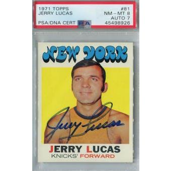 1971/72 Topps Basketball #81 Jerry Lucas PSA 8 (NM-MT) Auto 7 *8926 (Reed Buy)