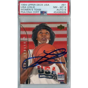 1994 Upper Deck USA Basketball #81 Lisa Leslie RC PSA 8 (NM-MT) Auto 9 *8928 (Reed Buy)