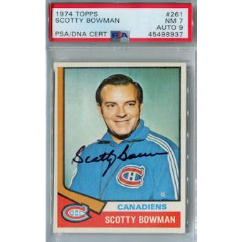 1974/75 Topps Hockey #261 Scotty Bowman RC PSA 7 (NM) Auto 9 *8937 (Reed Buy)