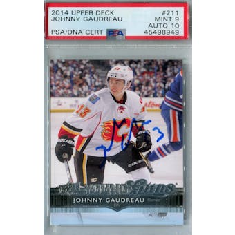 2014/15 Upper Deck Hockey #211 Johnny Gaudreau Young Guns RC PSA 9 (Mint) Auto 10 *8949 (Reed Buy)