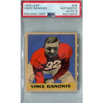 1949 Leaf Football #38 Vince Banonis RC PSA AUTH Auto 9 *8575 (Reed Buy)