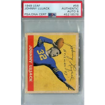 1949 Leaf Football #56 Johnny Lujack RC PSA AUTH Auto 8 (Heisman '47) *8576 (Reed Buy)