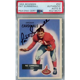 1955 Bowman Football #52 Pat Summerall RC PSA AUTH Auto 9 *8577 (Reed Buy)