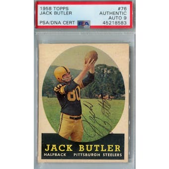 1958 Topps Football #76 Jack Butler PSA AUTH Auto 9 *8583 (Reed Buy)
