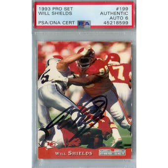 1993 Pro Set Football #199 Will Shields RC PSA AUTH Auto 6 *8599 (Reed Buy)