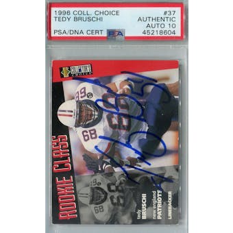 1996 Collector's Choice Football #37 Tedy Bruschi RC PSA AUTH Auto 10 *8604 (Reed Buy)