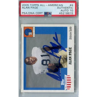2005 Topps All-American Football #4 Alan Page PSA AUTH Auto 10 *8615 (Reed Buy)