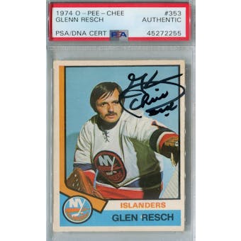 1974/75 O-Pee-Chee Hockey #353 Glenn Resch RC PSA/DNA AUTH *2255 (Reed Buy)