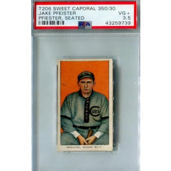 1909-11 T-206 Sweet Caporal 350/30 Jake Pfiester Seated PSA 3.5 (VG+) *9739 (Reed Buy)