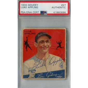 1934 Goudey #27 Luke Appling RC Autograph PSA AUTH *0696 (Reed Buy)