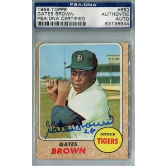 1968 Topps #583 Gates Brown Autograph PSA AUTH *8944 (Reed Buy)