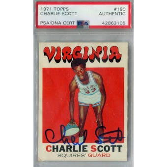 1971/72 Topps #190 Charlie Scott RC Autograph PSA AUTH *3105 (Reed Buy)