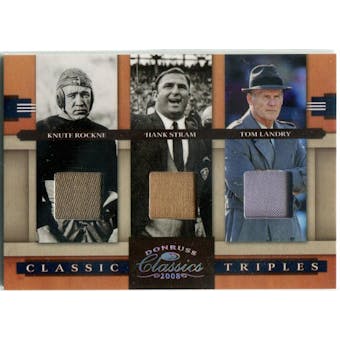2008 Donruss Classics Classic Triples #CT1 Knute Rockne/Hank Stram/Tom Landry Memorabilia #/250 (Reed Buy)