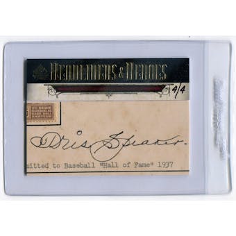 2008 SP Legendary Cuts Headliners and Heroes Cut Signatures #TS Tris Speaker #/4 Autograph (Reed Buy)