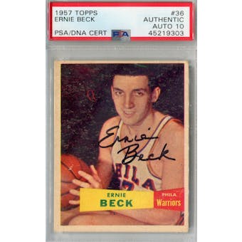 1957/58 Topps #36 Ernie Beck PSA AUTH Auto 10 *9303 (Reed Buy)