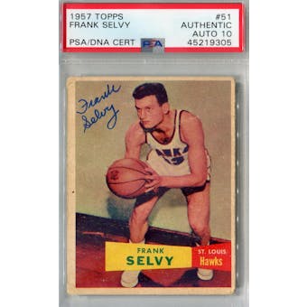 1957/58 Topps #51 Frank Selvy RC PSA AUTH Auto 10 *9305 (Reed Buy)