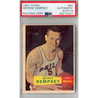 1957/58 Topps #60 George Dempsey RC PSA AUTH Auto 9 *9307 (Reed Buy)
