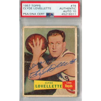 1957/58 Topps #78 Clyde Lovellette RC PSA AUTH Auto 10 *9311 (Reed Buy)
