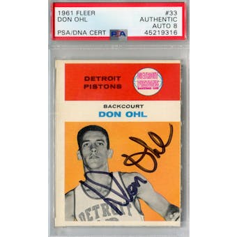 1961/62 Fleer #33 Don Ohl RC PSA AUTH Auto 8 *9316 (Reed Buy)