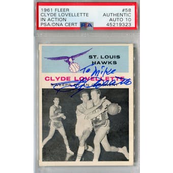 1961/62 Fleer #58 Clyde Lovellette IA PSA AUTH Auto 10 personalized *9323 (Reed Buy)