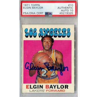 1971/72 Topps #10 Elgin Baylor PSA AUTH Auto 10 *9325 (Reed Buy)