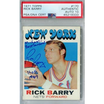 1971/72 Topps #170 Rick Barry RC PSA AUTH Auto 10 personalized (HOF 1987) *9333 (Reed Buy)