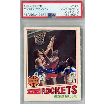 1977/78 Topps #124 Moses Malone PSA AUTH Auto 10 *9347 (Reed Buy)