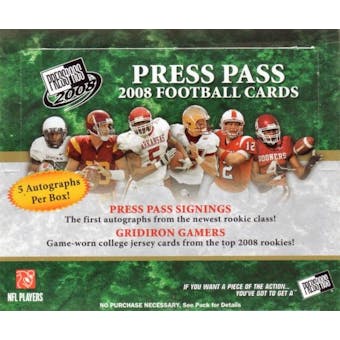 2008 Press Pass Football Hobby Box