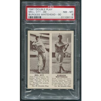 1941 Double Play Baseball #89 Mel Ott & #90 Burgess Whitehead PSA 8 (NM-MT)