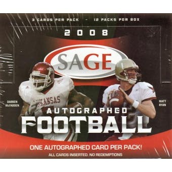 2008 Sage Autographed Football Hobby Box