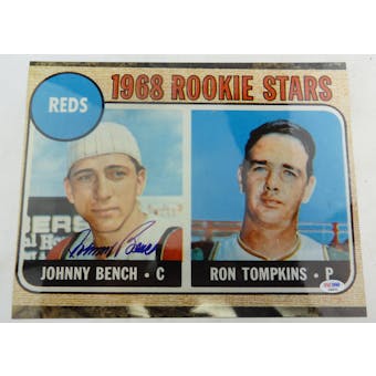 Johnny Bench Autographed 11x14 Photo of Rookie Card PSA/DNA D96032 (Reed Buy)