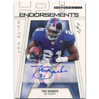 2006 Hot Prospects Endorsements White Hot #HPTI Tiki Barber Autograph 1/1 (Reed Buy)