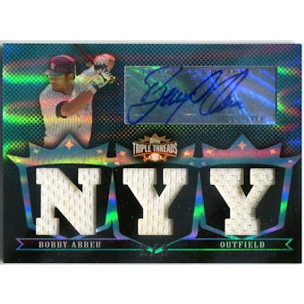 2007 Topps Triple Threads Relics Autographs Sapphire #152 Bobby Abreu #/3  (Reed Buy)
