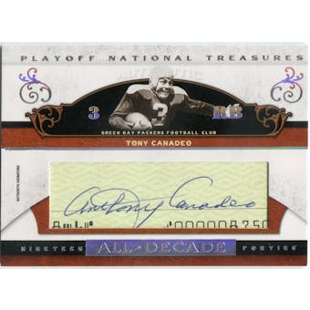 2007 Playoff National Treasures All Decade Signature Cuts #TC Tony Canadeo Autograph #/100 (Reed Buy)