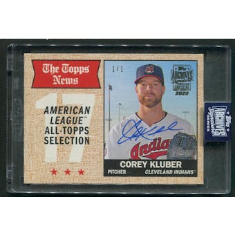 2020 Topps Archives Signature Series #1 Corey Kluber Auto #1/1